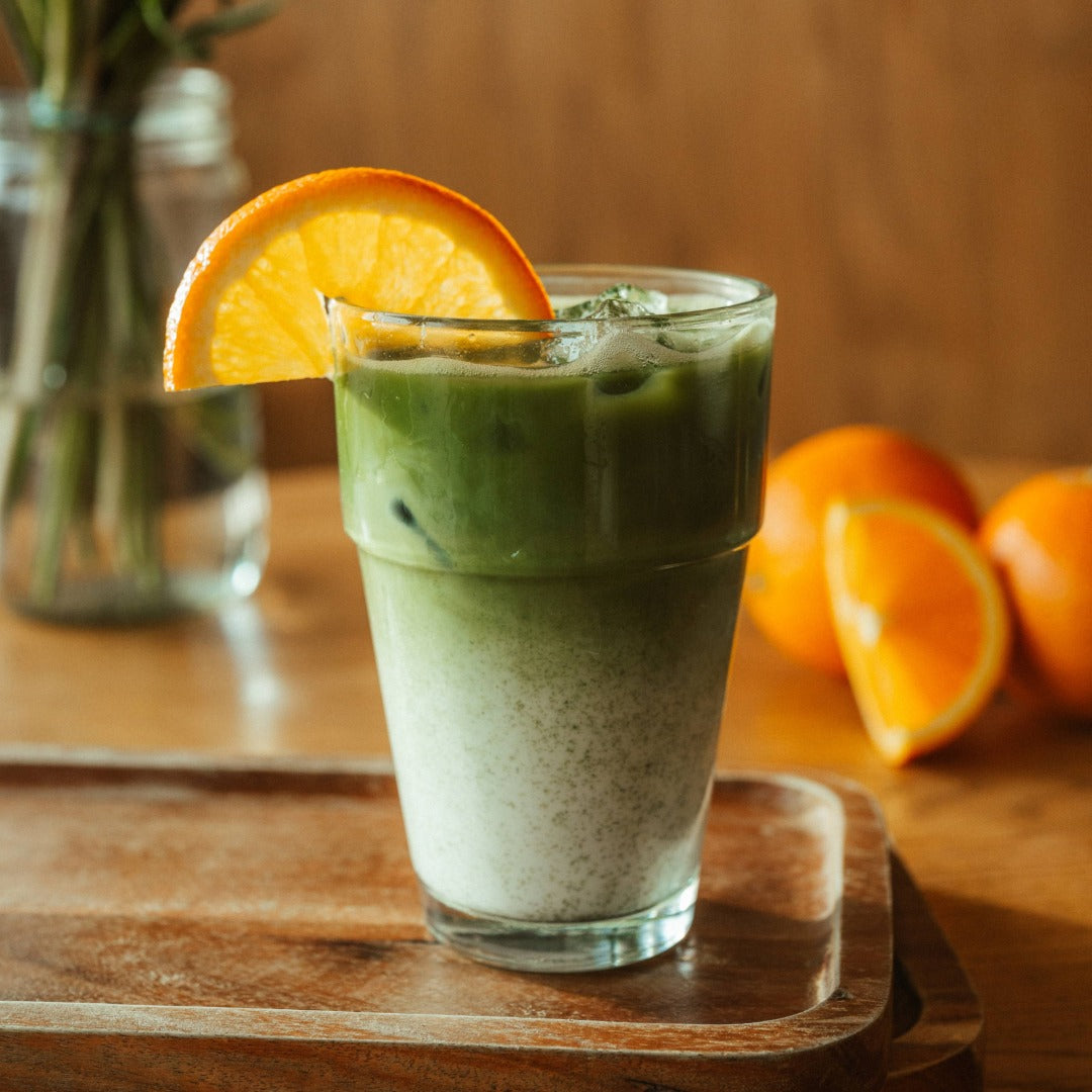 Orange Blossom Matcha at Lavender Coffee Boutique in Denver Colorado