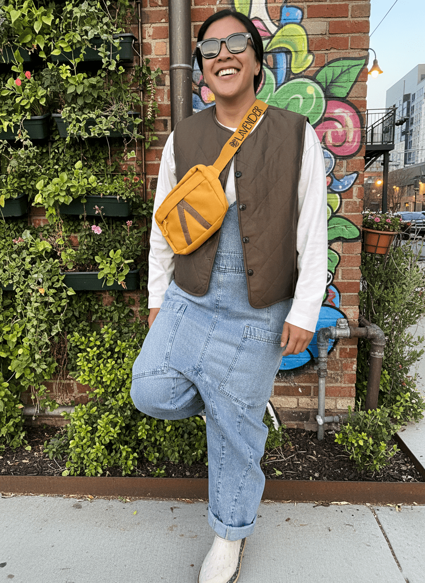 Lavender × Adventurist Summit Sling Bag on a person outdoors