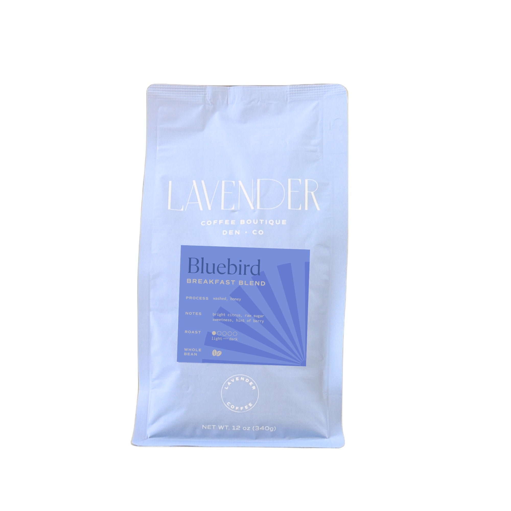 Mold-free light roast coffee beans the Bluebird Breakfast Blend from Lavender Coffee Boutique
