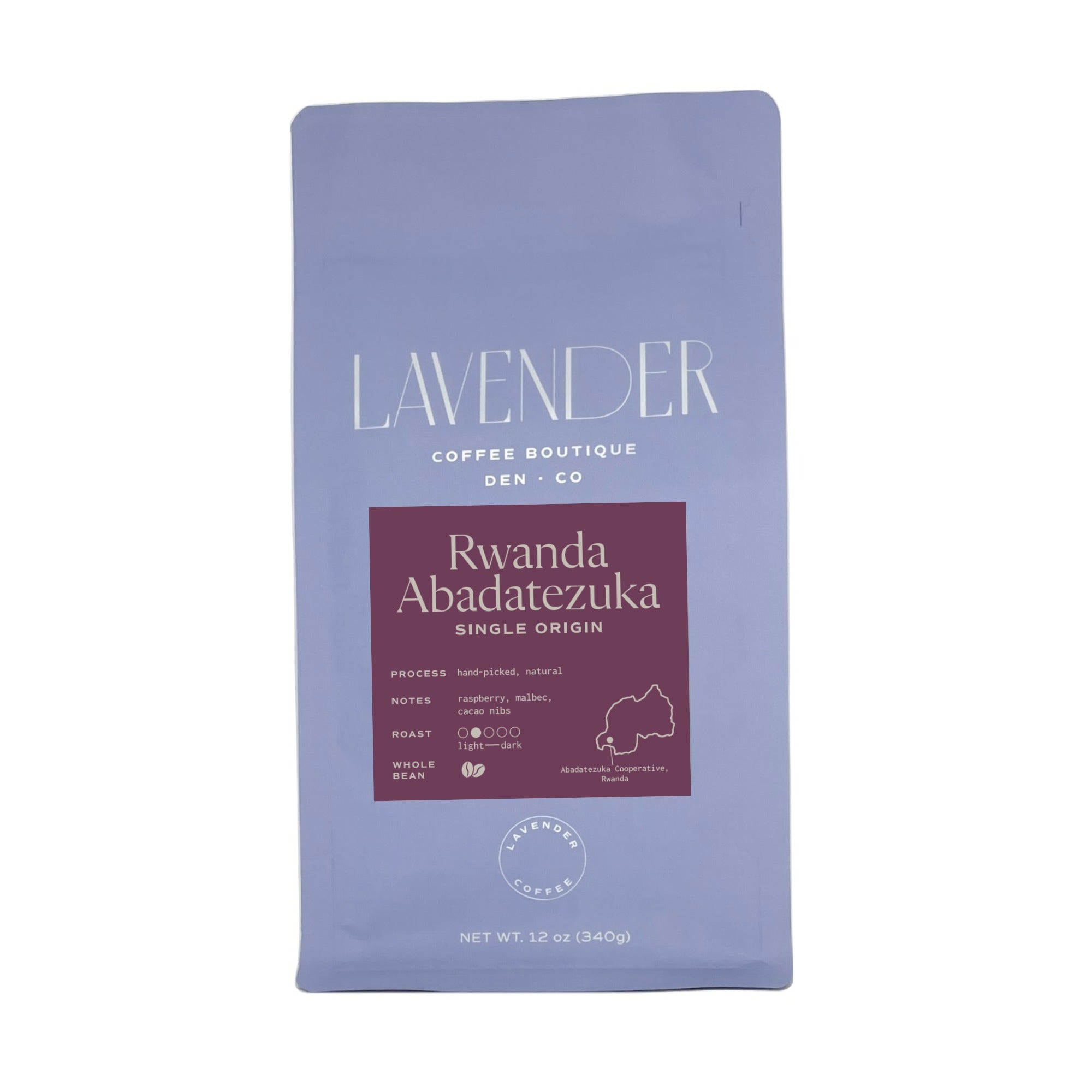 Rwanda Abadatezuka natural process single origin coffee bag from Lavender Coffee Boutique — women's cooperative Nyungwe Forest Rwanda
