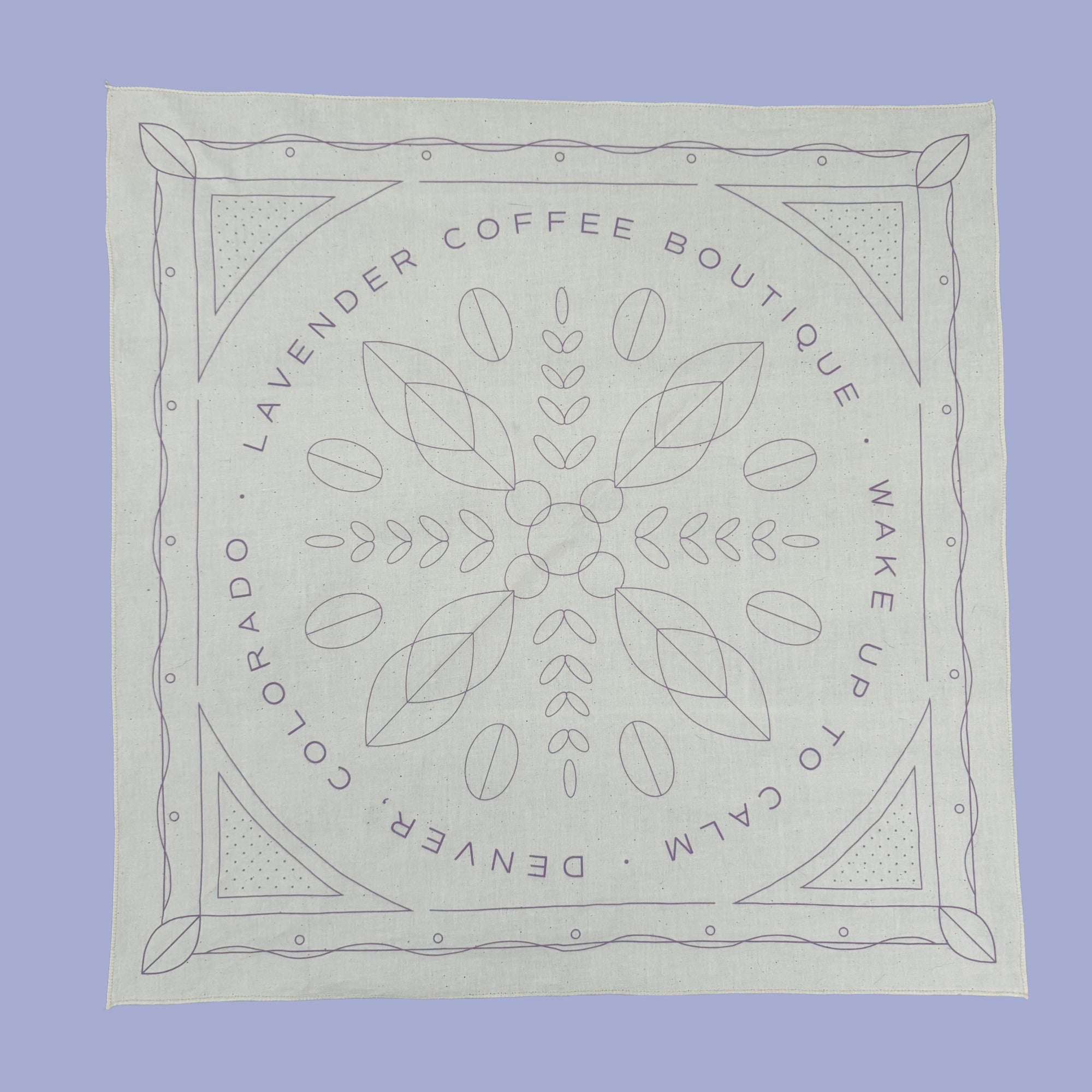 Lavender Coffee Boutique Bandana - Wake Up To Calm Mantra
