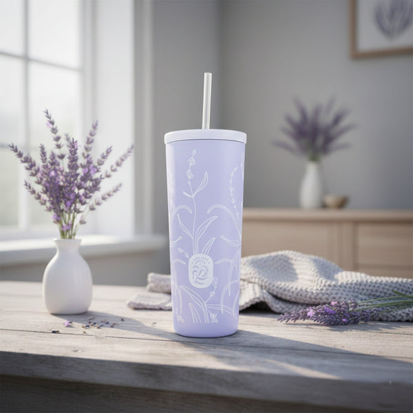 Lavender 24oz Cold Cup | Floral Iced Coffee Tumbler by Lavender