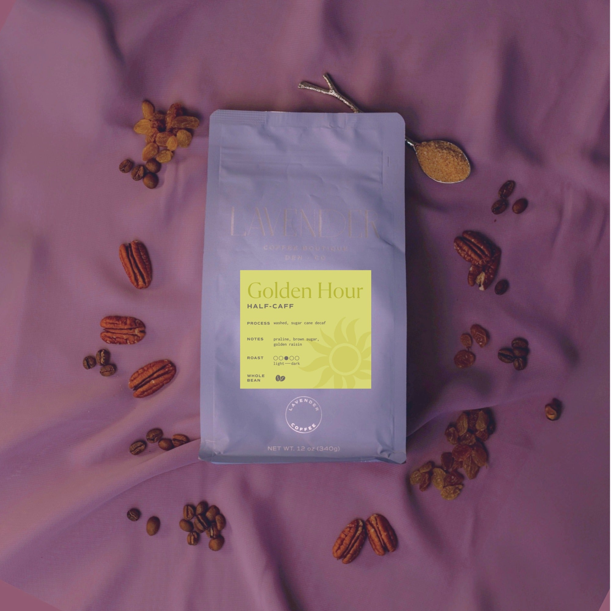 Golden Hour coffee roast a half caffeinated low acid blend great for a soft start to your morning