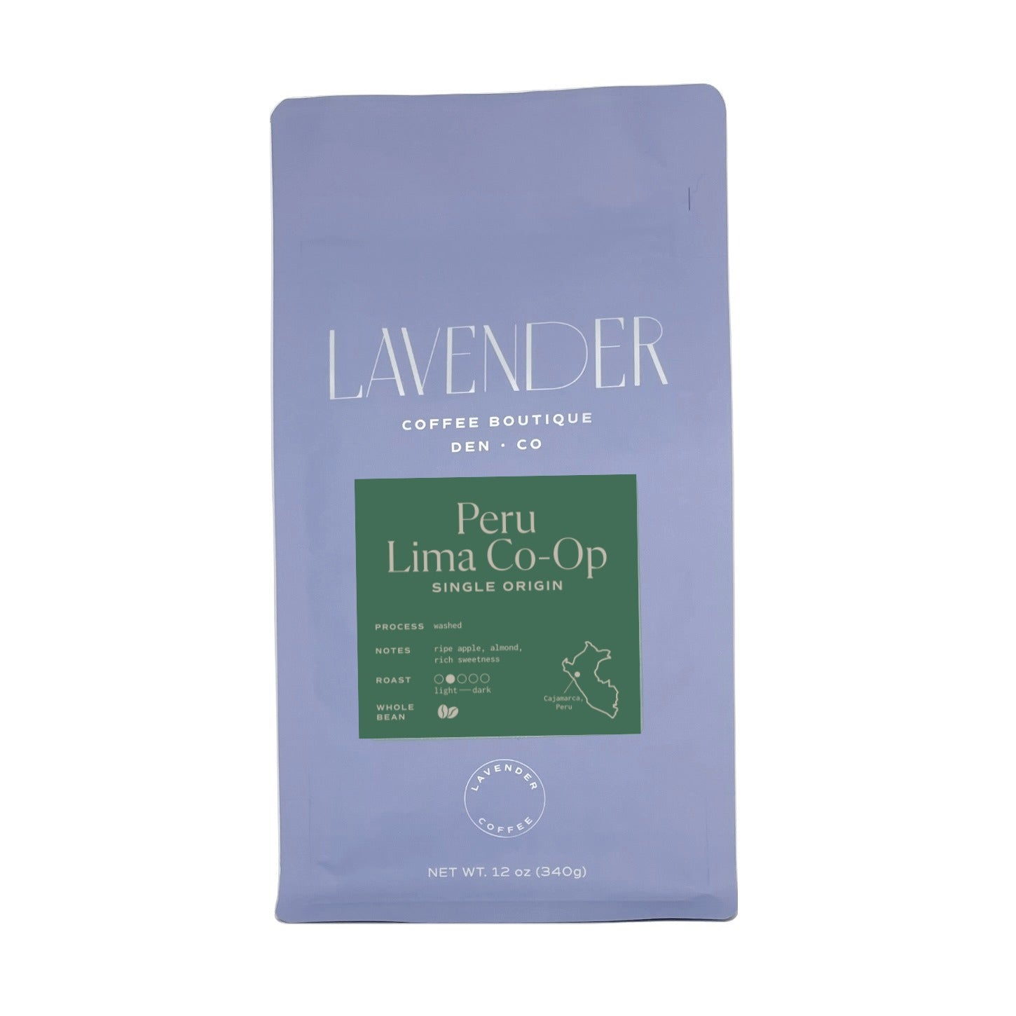 Peru Women's Coffee Project single origin coffee bag from Lavender Coffee Boutique